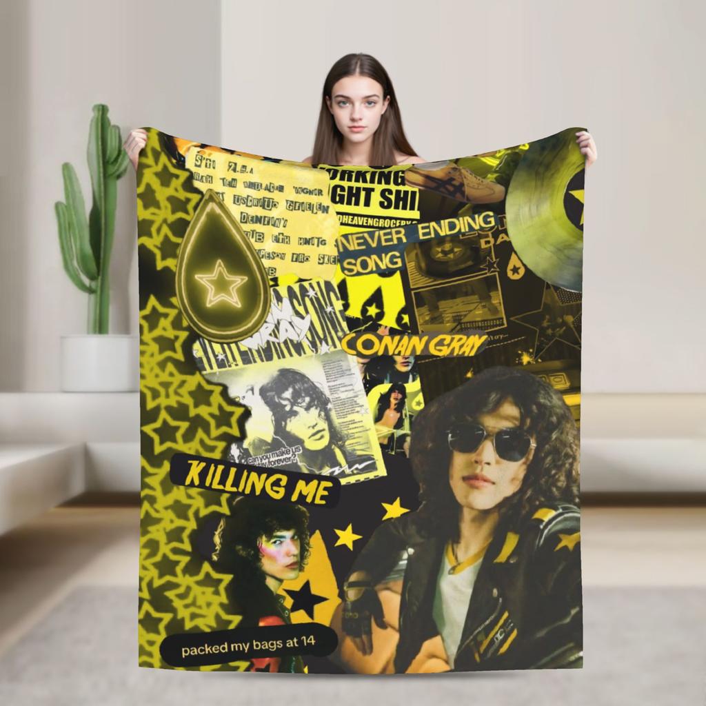 Conan Gray Wishbone Decke Amerikanischer Sänger Reisebüro Flanell Überwurfdecke Für Schlafzimmer Warme Tagesdecke Geburtstagsgeschenk