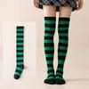 Damen Overknee Socken mit Kreuzstreifen für Halloween, Weihnachten, Karneval, Tanz und Japanische Festivals