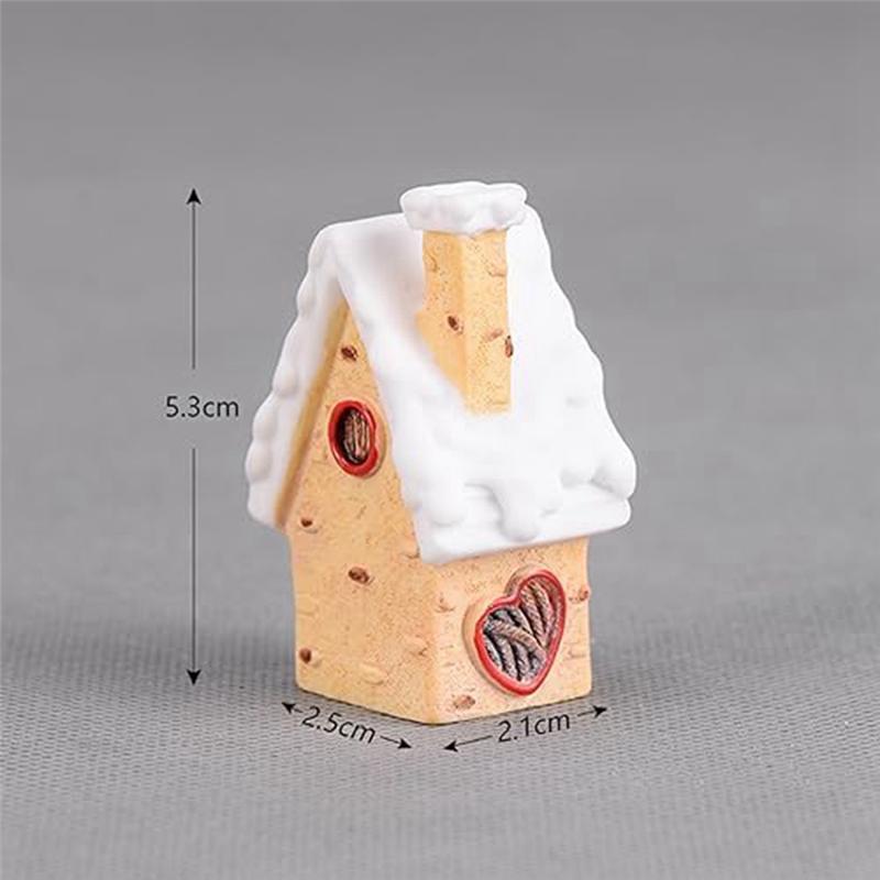 BAAU Christmas Miniatures Figurines, Mini Christmas Snow House Decor Ornaments, Christmas House Fairy Garden Decorations Du