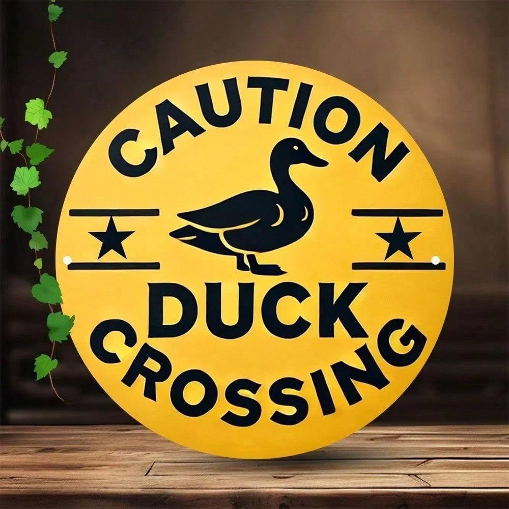 Vintage Aluminum Duck Crossing Sign Farmhouse Wall Decor for Cafe Kitchen Bar