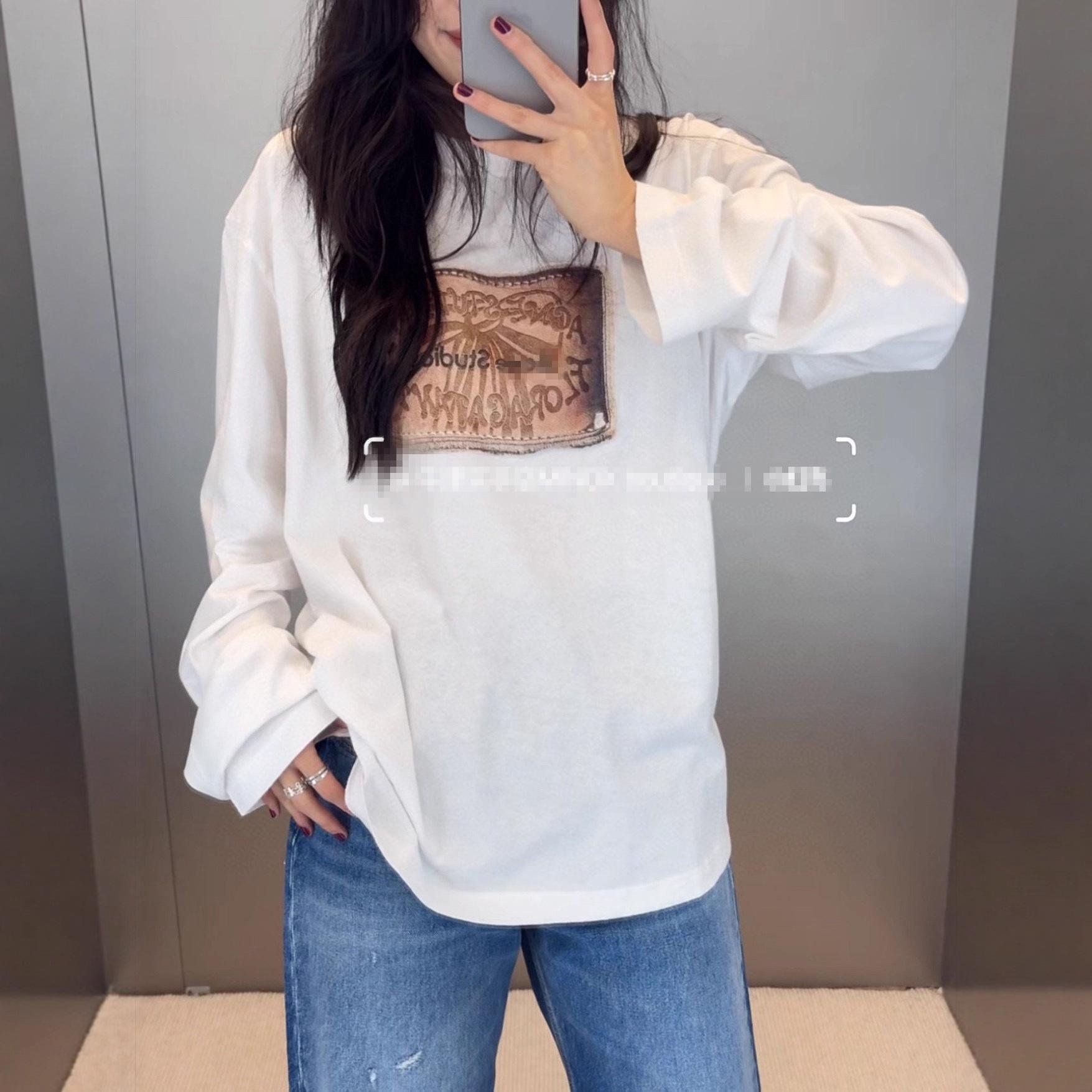 Nanyou Couture: Retro Bow Print Round Neck Top - A/W Collection 25SS Small белый