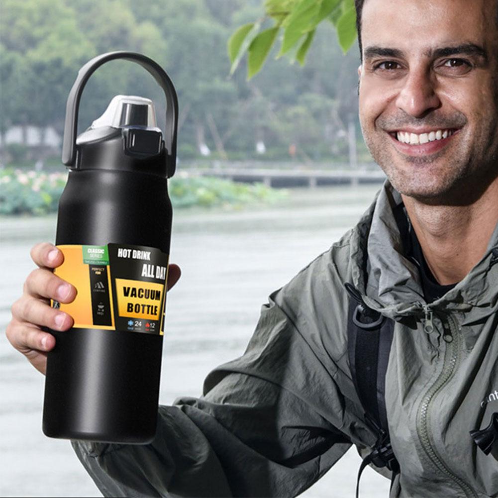 1200ml Insulated Bottle Stainless Steel Cold and Hot Water Bottle Wide Mouth Opening Portable Tumbler for Outdoor Travel