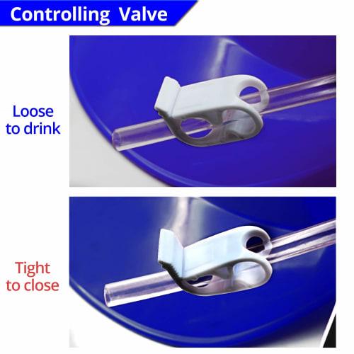 Novelty Place Guzzler Drinking Helmet - Adjustable Can Holder Cap Drinker Favor Hat - Straw for Beer and Soda - Party Fun Drinking Gadget (Blue)