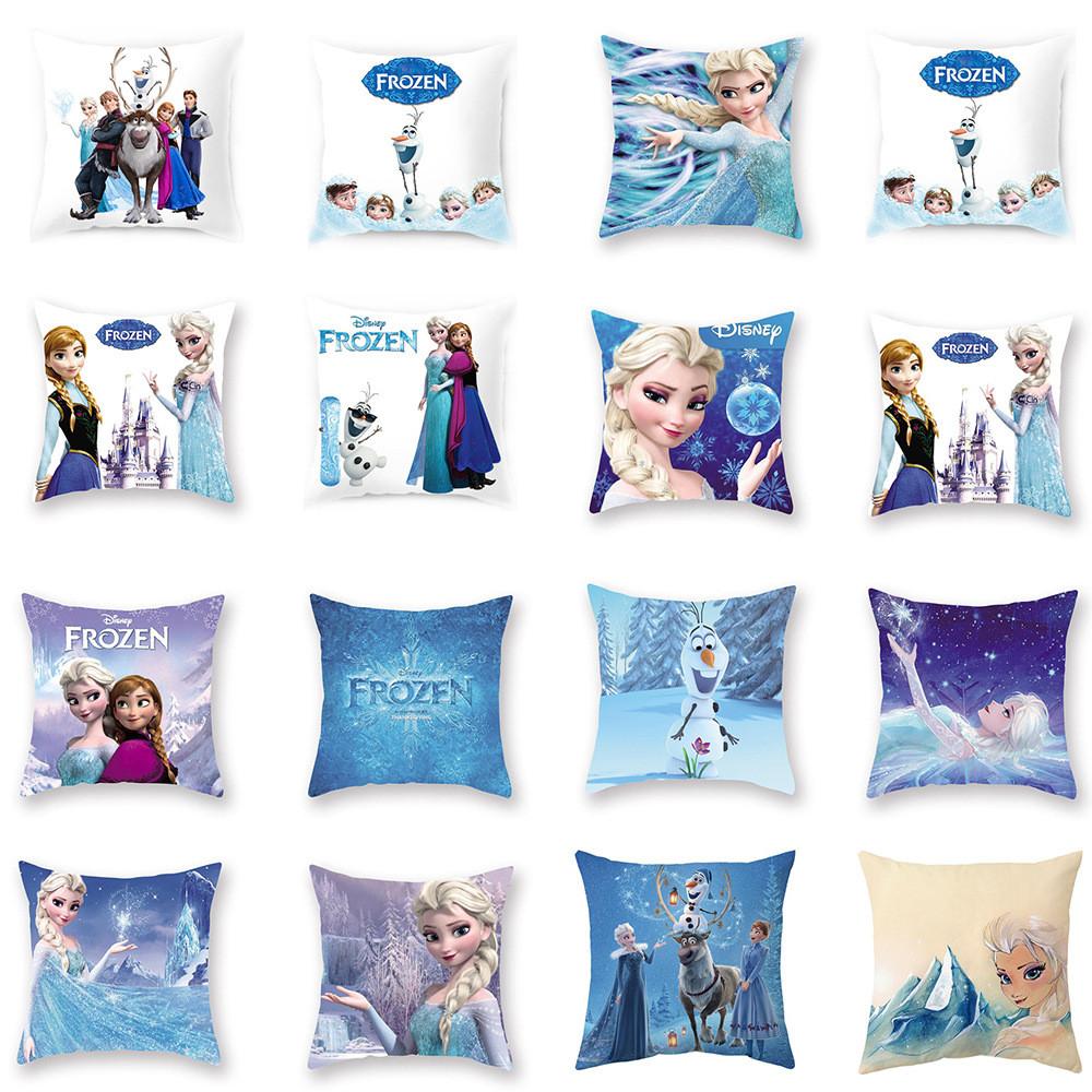 The Frozen Snow Queen Cartoon Cushion Cover Linen Material Cozy Spaces Home