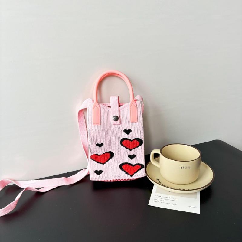 New Love Mobile Phone Bag High-end Knitted Bag Popular Cartoon Cute Portable Storage Messenger Bag