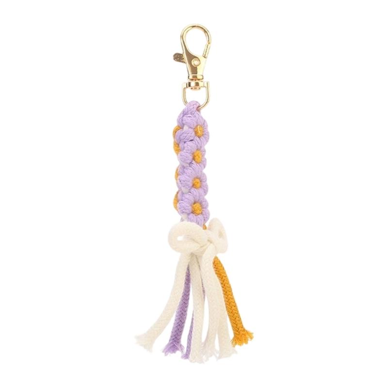 Artistic Handcrafted Cotton Tassels Key Holder Multicolor Tassels Pendant Perfect For Purse Tassels And Daily Use фиолетовый