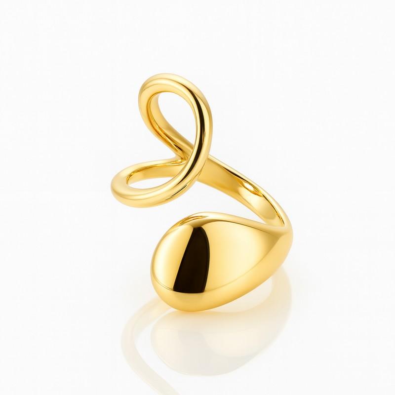 Ring Surgical Steel Gold Plated 14K Adjustable Gold Gift