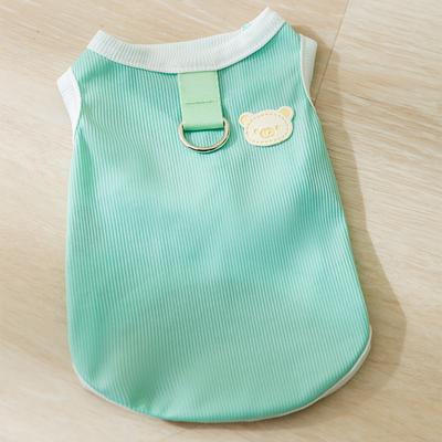 Abbigliamento Estivo Traspirante per Animali Domestici Semplice Verde Carino Patch Orsetto Pettorina con Guinzaglio Abbigliamento per Cucciolo Gatto Cane