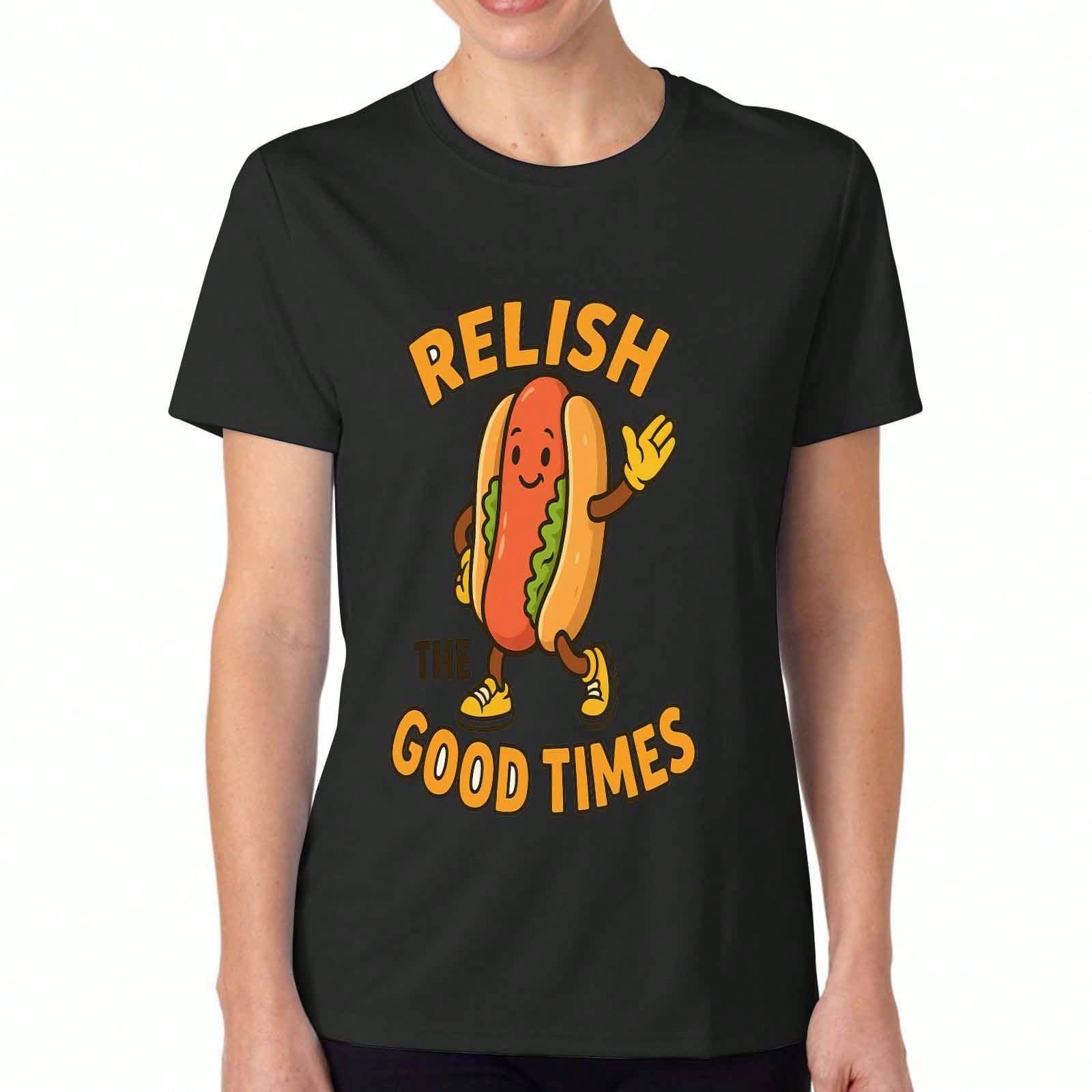 Relish Pickle Good Times Womens Pure Cotton T Shirt,Premium Cotton Quality Printing,Durable,Casual Fashion,Great For Everyday Wear,Stylish Top,Perfect S разноцветный