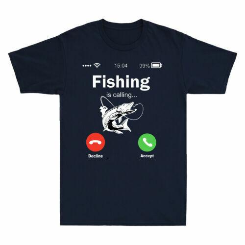 Fishing Is Calling Humor Phone Screen Funny Fishing Lover Gift T-Shirt Men s Tee XXL