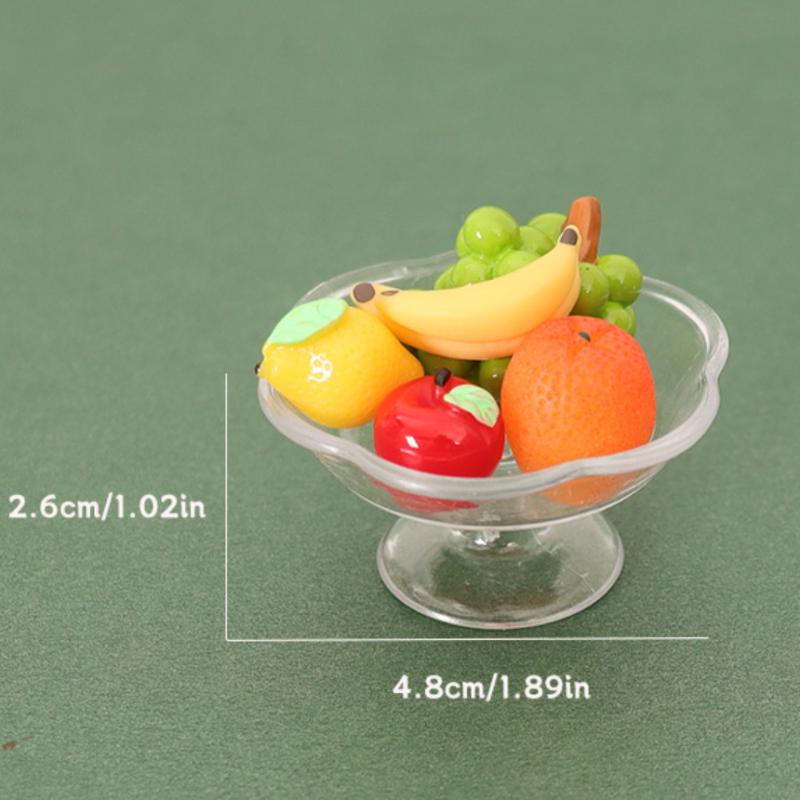

6 шт./набор Имитация Прозрачная фруктовая тарелка Банан Апельсин Виноград Модель Кукольный домик Еда и Игра Миниатюрные аксессуары для детей