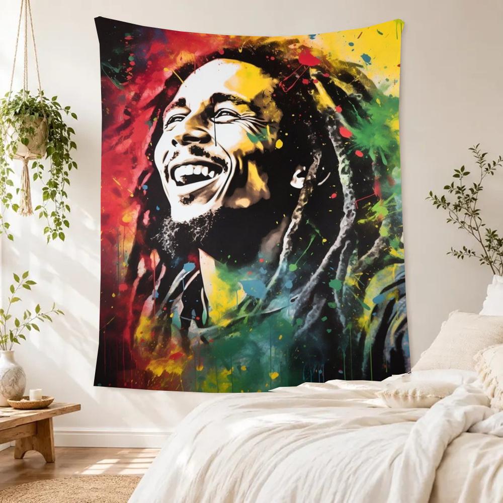 Bob Marley Estetická Tapiserie Severský Minimal Ideální Pro Stěnu Koleje Čtecí Koutek Ložnice Celoroční Ručně Malovaný Styl Dárek Pro Nový Domov