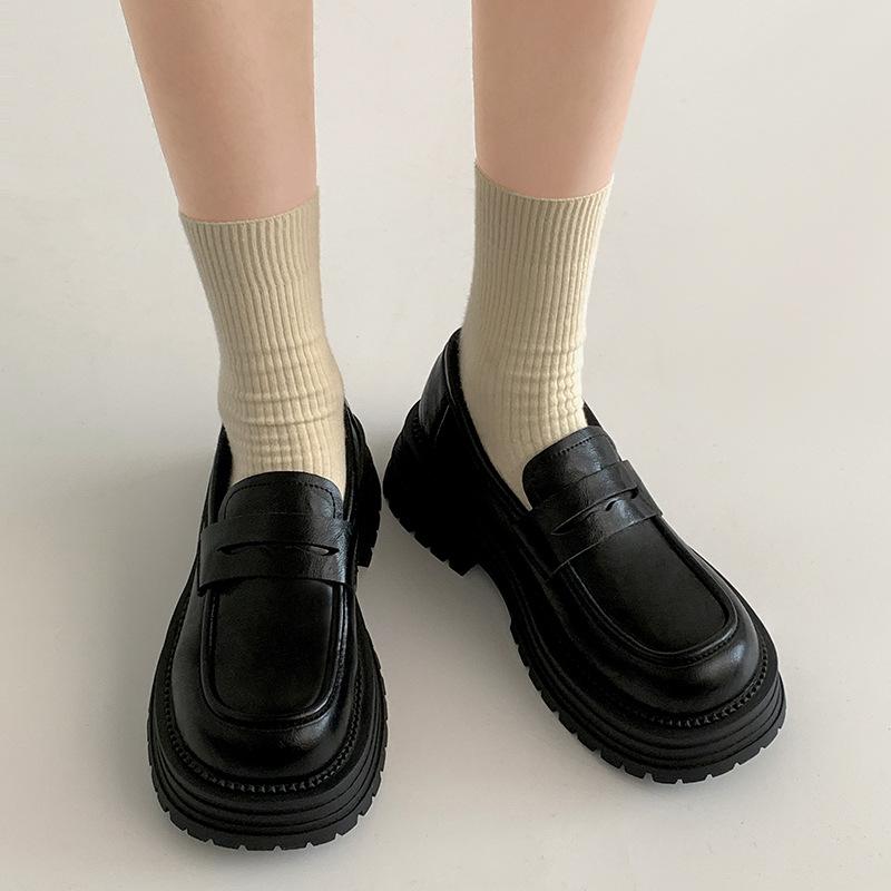 Fashion Commuter British Style Platform Small Leather Shoes Women's 2025 New Autumn and Winter Versatile Skirt One Pedal Loafers