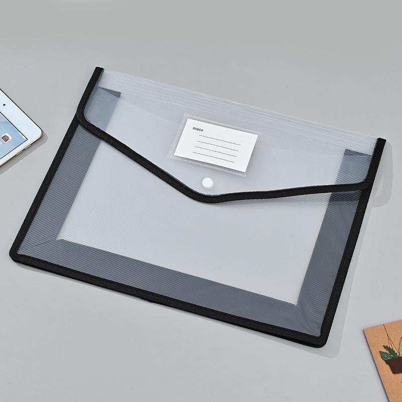3D Transparent Twill File Bag - A4/FCA5 Envelope for Office Use, 9 Colors A4 Horizontal/33x25 cm чёрный