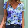 Plant and Flower 3D Printed Women's V-neck T-shirt Short Sleeve Top Harajuku Street T-shirt