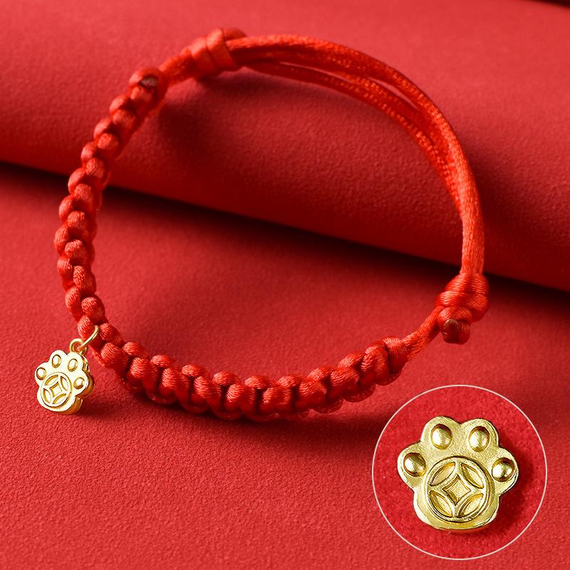 Kočičí obojek Červený provaz Pletený obojek Nastavitelný Nový rok Tradiční Štěstí Požehnání Domácí mazlíčci Štěňata Psí zvonek Náhrdelník Doplňky pro domácí mazlíčky