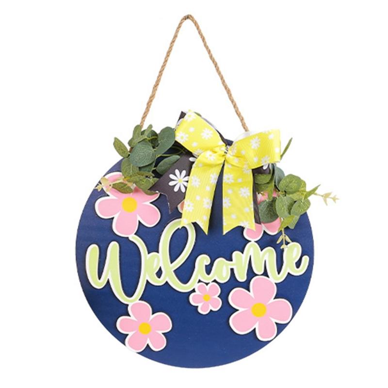

Знак приветствия на входной двери, круглый знак, подвесной знак приветствия для крыльца фермерского дома, весенний знак приветствия на входной двери, декор