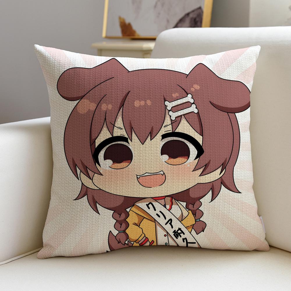 Energetic IInugami KoroneS Cushion Cover Breathable and Skinfriendly Linen Pillowcase Square Removable and Washable Cushion