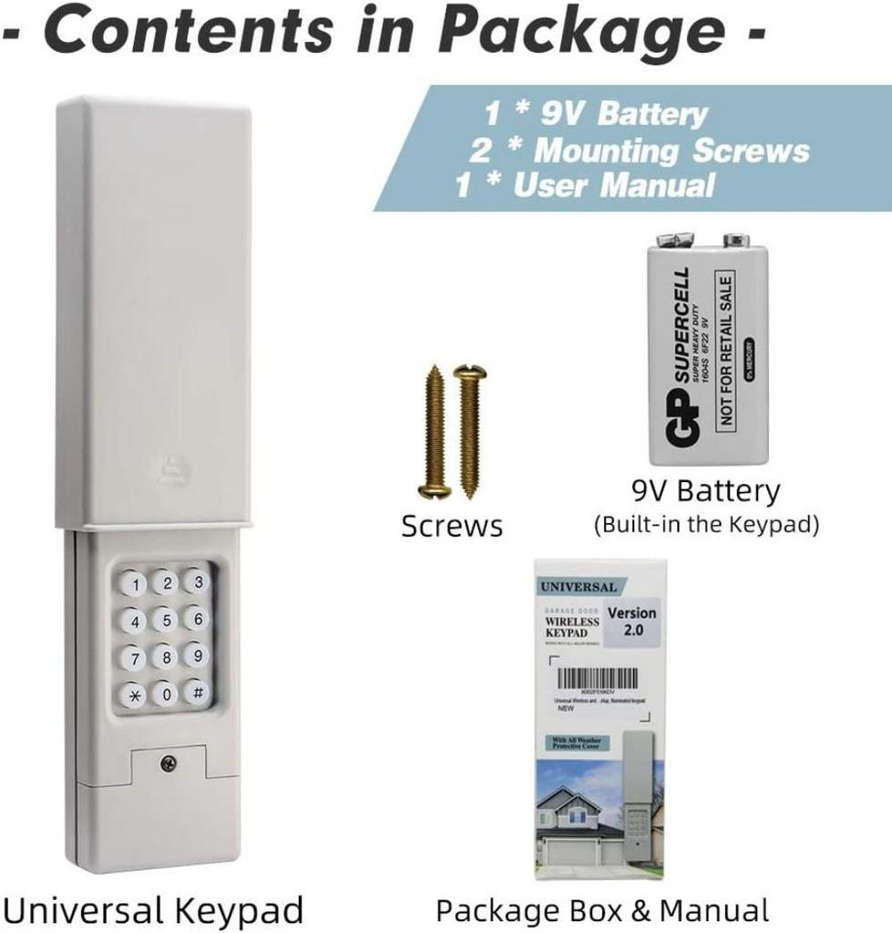 Universal Garage Door Opener Keypad 893MAX 315-390MHz
