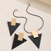 Jewelry Sets Korean Fashion Geometric Black Triangle Drop Earrings For Women 2026 Trending Necklace 2-piece Set Accessories Gift