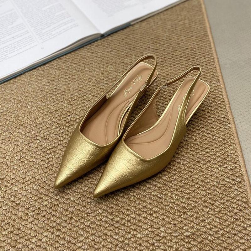 Fashion Fashion Low Heel Footwear Shallow Women Heeled Sandals Shoes Casual Female Pointed Toe Ladies Sandals Slip On Shoes Pumps