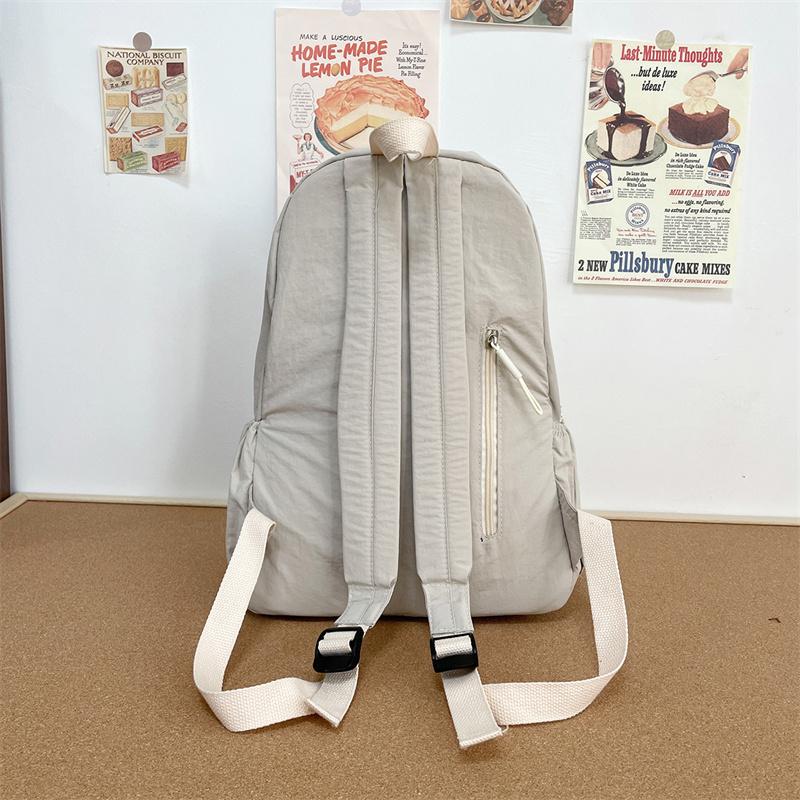 Solid Color Lightweight Backpack Women's Waterproof Travel Backpack Junior High School Student Schoolbag