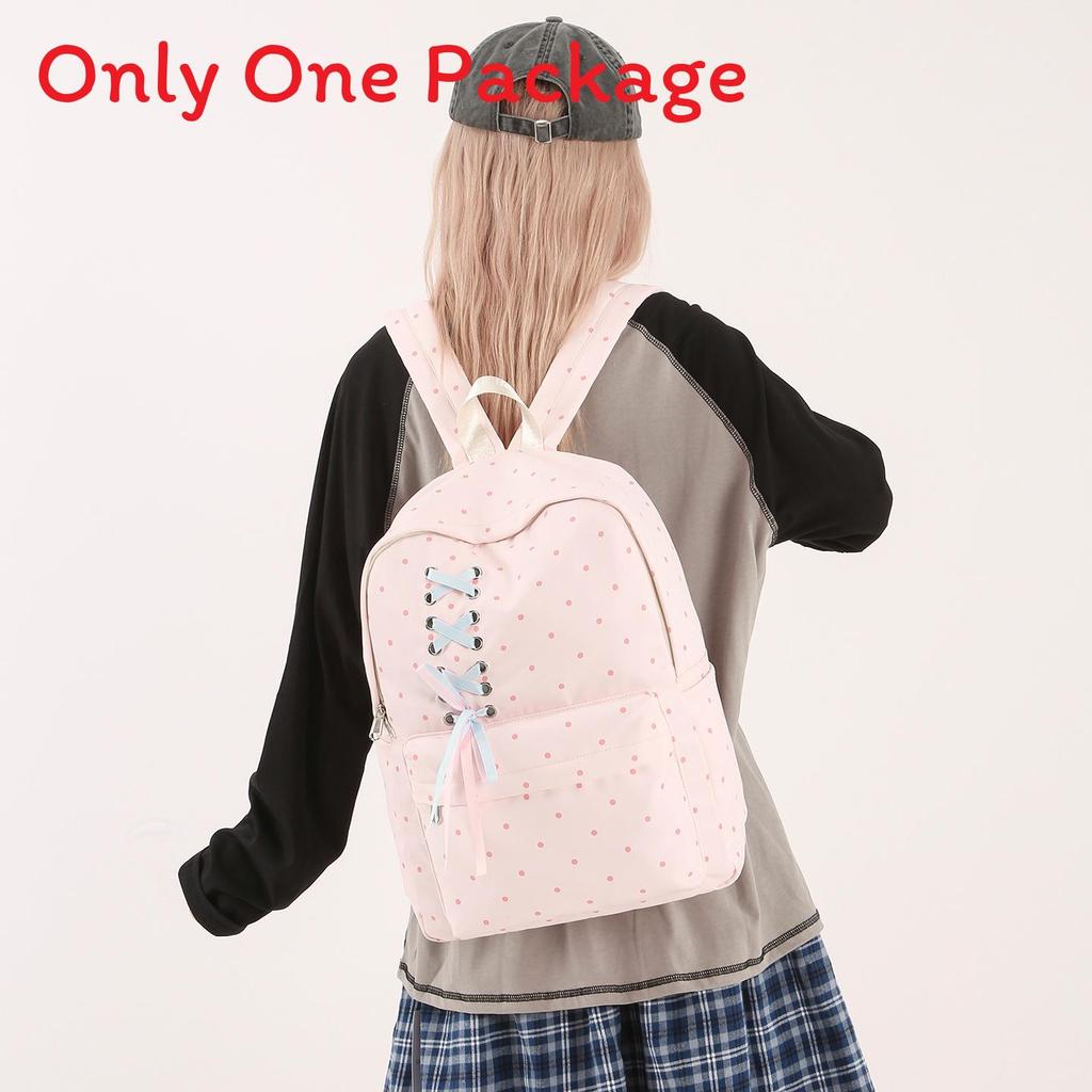 

Youthful Polka Dot Backpack With Fabric For School Students рожевий