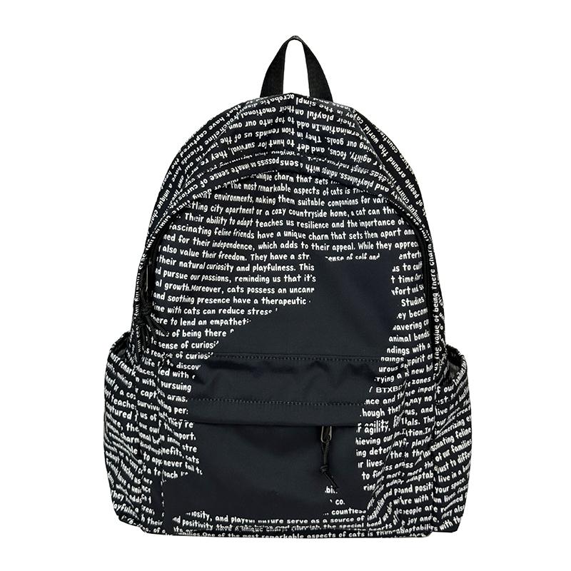 

College Style Large Capacity Student Schoolbag Women Kitten Printed Backpack чорний