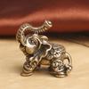 Pure Brass Vintage Elephant Couple Desktop Ornaments for Home Decoration Tea Pets And Vintage Brass Items