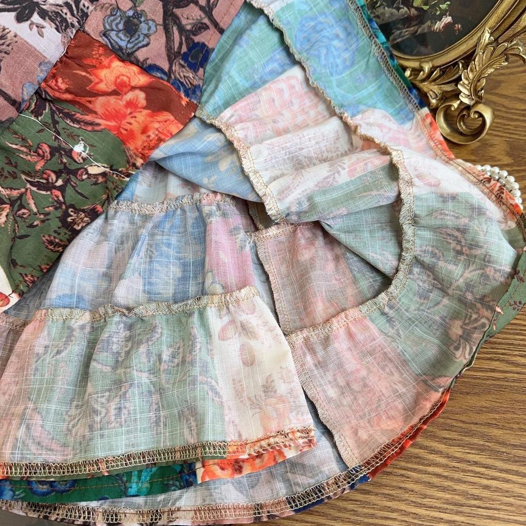 Girls' Retro Floral Summer Dress - Sling Style, Model AXB502