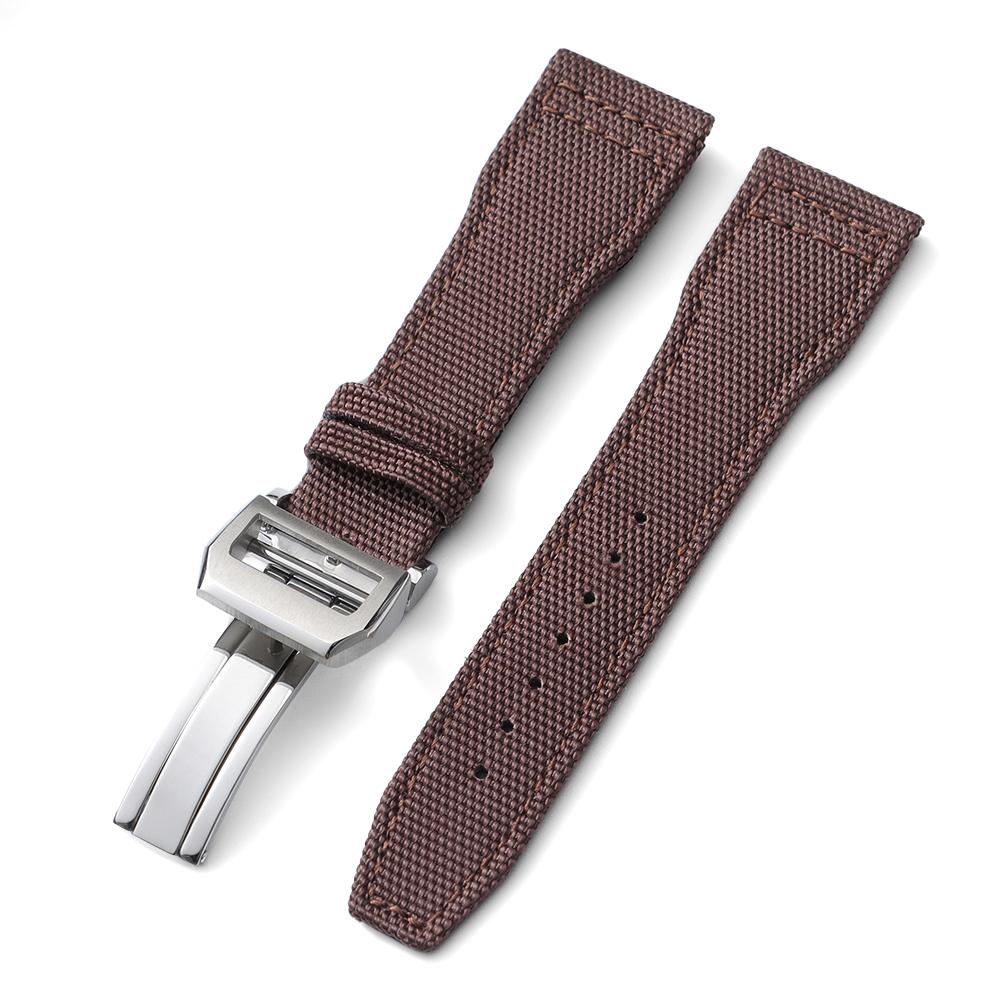 Nylonowy pasek do zegarka z żaglowego płótna 20mm 21mm 22mm dla IWC Pilot Band Wojskowy płócienny Skórzany męski bransoletka z klamrą składaną Akcesoria