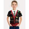 Summer Round Neck 3D False Two-piece Printed Top Role Playing Costume Fashionable Casual Short Sleeved Children's Boy T-shirts