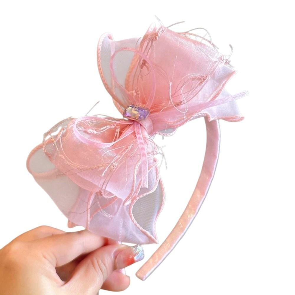 Solid Color Sparkling Bow Hairband Rhinestones Kids Hair Accessories  Children Accessories