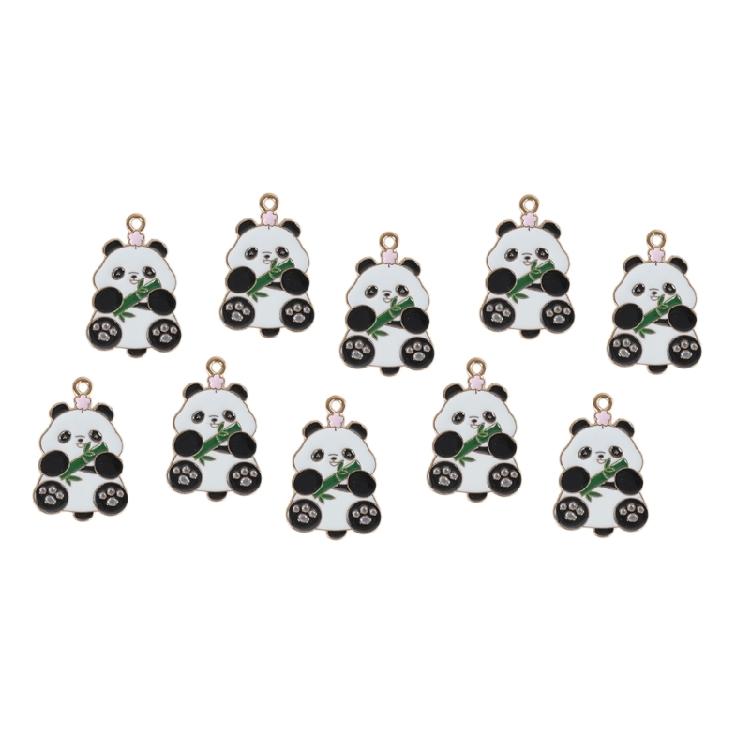 Set Of 10 Panda Charm Fashionable Accessories Cartoon Animal Pendant for Handmade Necklaces Bracelets Jewelry Supplies