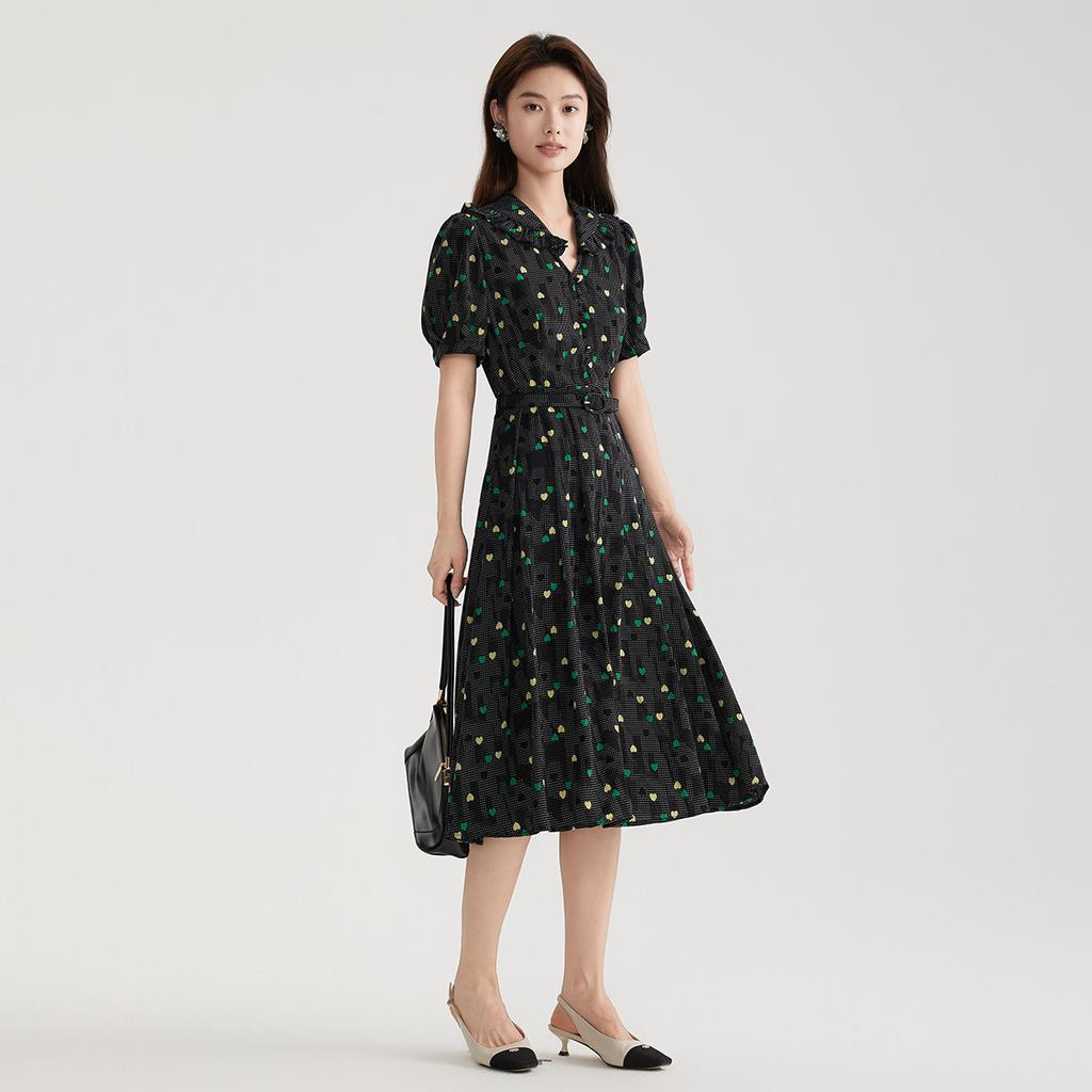 Temperament Thin Short-sleeved Floral Dress for Women In 2026 Summer, with a High-end Feel and a Slimming Effect. Medium To Long Skirt