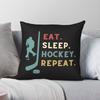 Eat Sleep Hockey Repeat Square Pillowcase Polyester Linen Velvet Pattern Zip Decorative Bed Cushion Cover