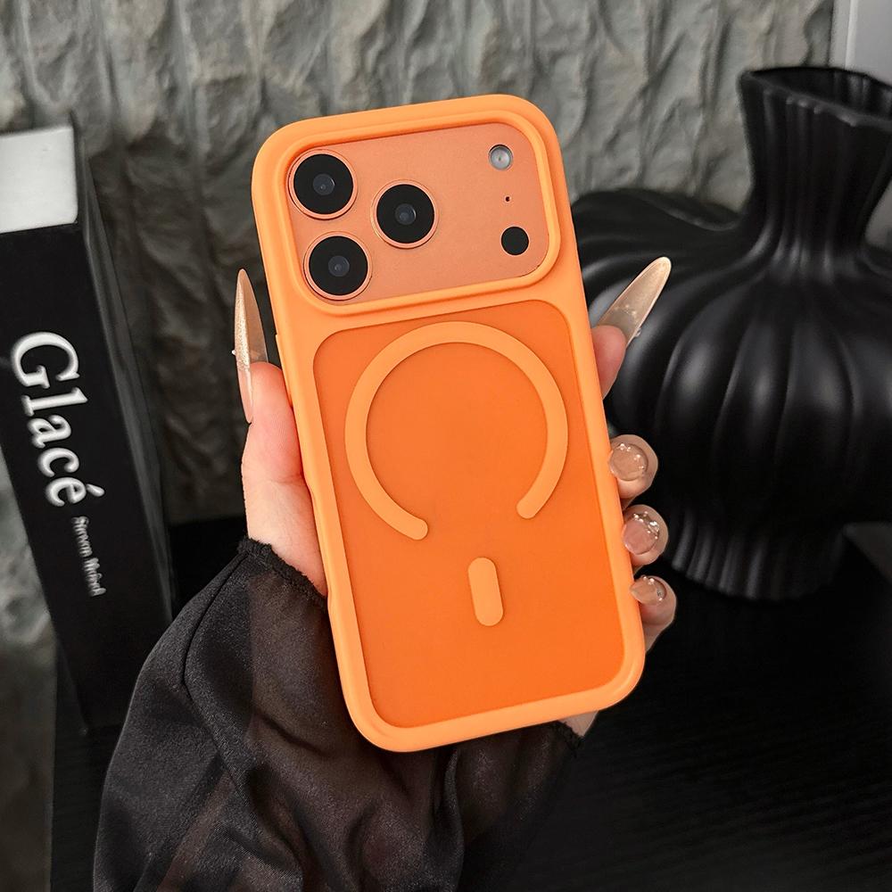 

Matte Magnetic Phone Case for Magsafe Mag Safe Iphone 17E 17 E Air 16E 16 Pro Max 15 Plus 14 13 12 17Pro 16Pro Translucent Shockproof Back Phone Cover iphone 17 pro max помаранчевий