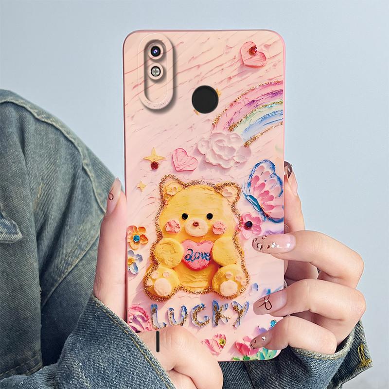 For Tecno Spark 4 Lite / Pop 3 Plus Phone Case Cover KC8S Soft Silicone Sweet Painted Cartoon Funda Lovely Printed Coque Casing