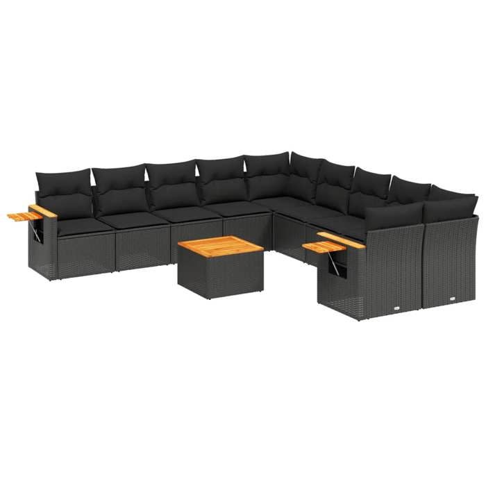VidaXL Garden Lounge Set with Cushions 11 Pcs, Patio Sofas, Patio Furniture Set, Outdoor Furniture, Black 3259598