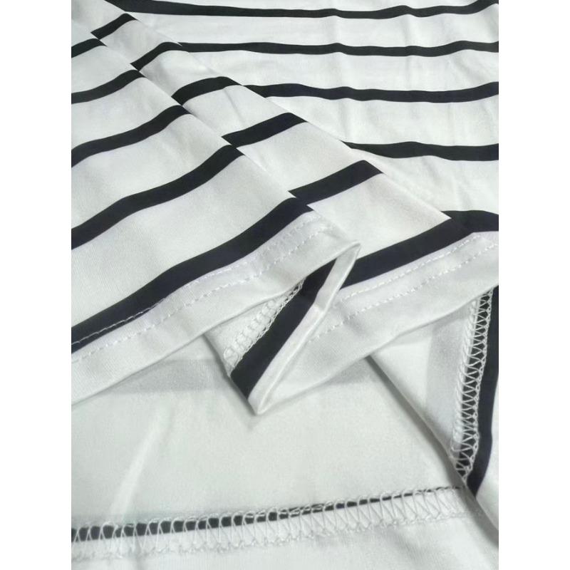 Women's Spring and Autumn New Fashion Versatile Striped Contrast Button Casual Long-sleeved T-shirt