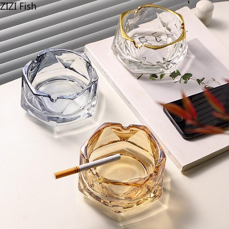Transparent Glass Ashtray Home Ash Tray Office Table Smoking Accessories Hexagonal Diamond Shaped Ashtrays Gift for Boyfriend