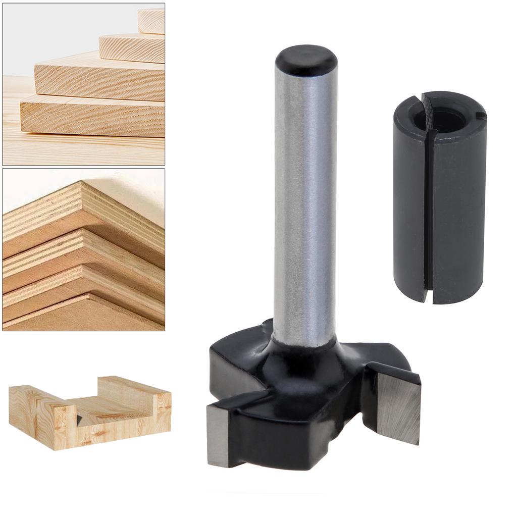 1/4" Shank 3-Tooth Carbide Spoilboard Surfacing Router Bit with 1/2" to 1/4" Reducing Chuck, Slab Flattening Milling Cutter for Woodworking Planing