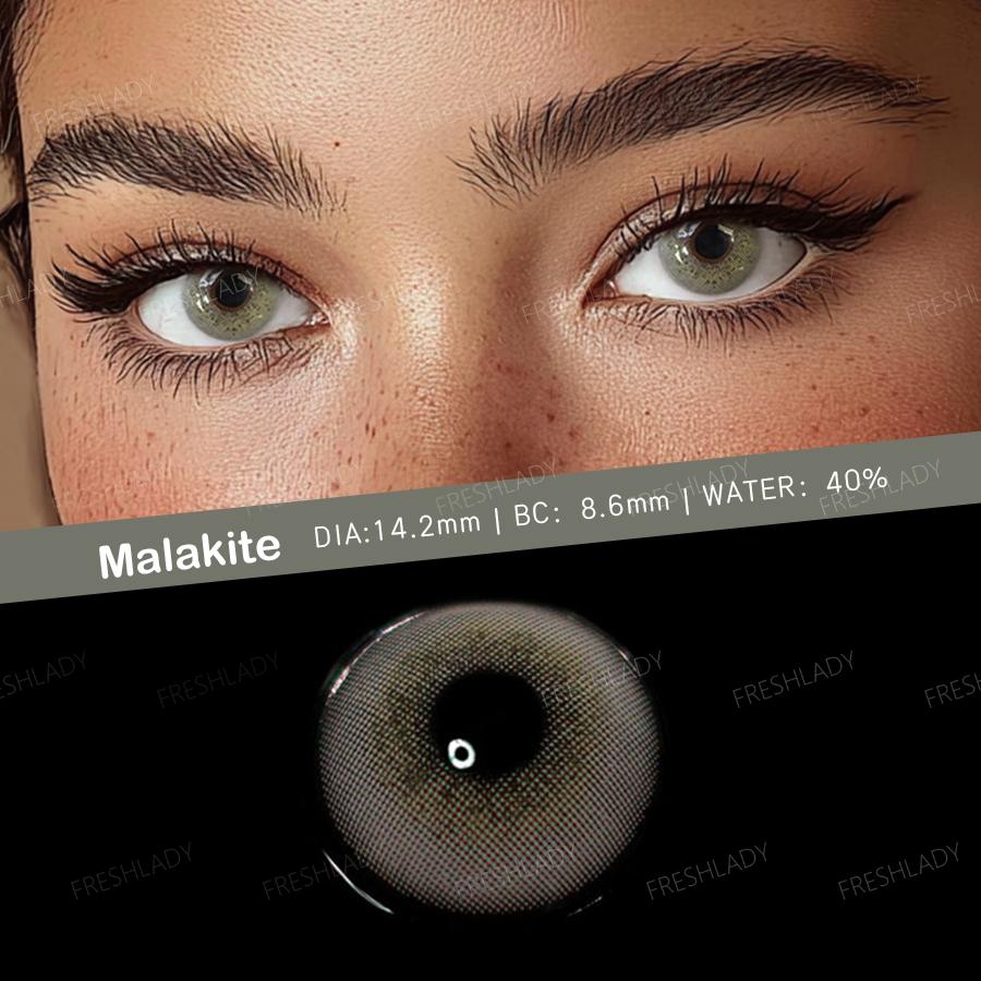 Freshlady 1 Pair 2pc 14.20mm Yearly Disposable Colored Contact Lenses, Natural Gray & Brown for Daily Wear, Office, Parties & Makeup