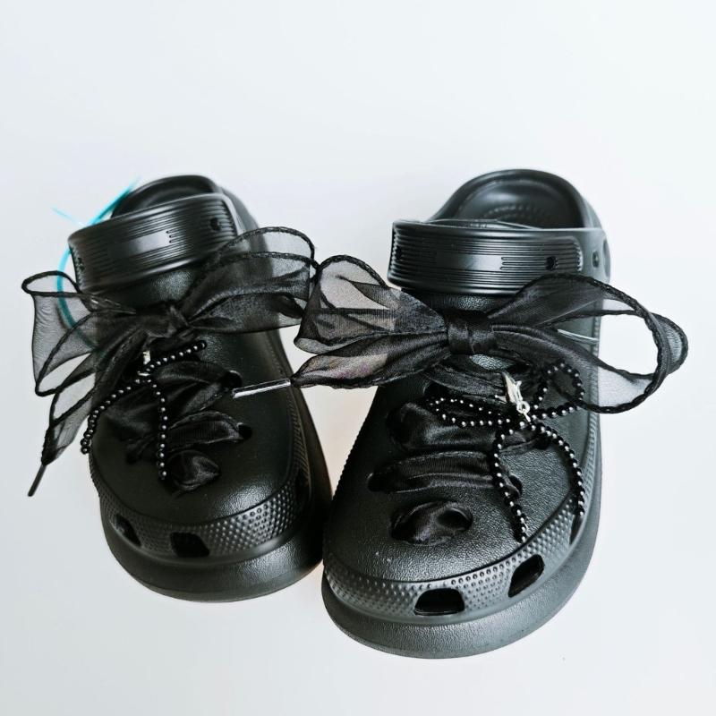 Sweet Bowknot Shoe Decoration Bag Pendant Pearl Lace Shoe Buckle Ornament for Jewelry Making DIYs Keychain Accessories