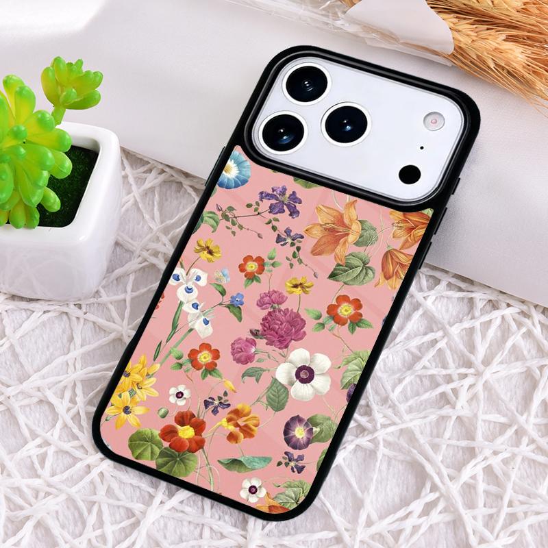 Vintage Leaves Flower Shockproof Phone Case for iPhone 17 Air 16e 15 11 12 14 13 Pro Max Cover Coque