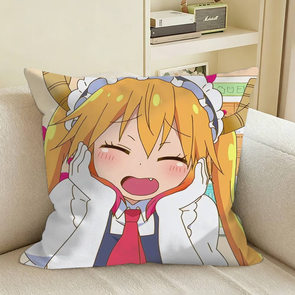 Anime Dragon Maid TTohru Square Sofa Pillow Cover Solid Color Living Room Home Decor Cushion Case
