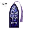 Book Page Marker Stained Glass Art Acrylic Bookmark, Halloween Dark Aesthetic Mark, Transparent Lightweight with Tassel, Gifts for Readers &
