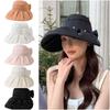 Anti-UV Women Pearl Bucket Hat Sun Protection Sun Cap Hot Big Brim Sun Hat  Summer Spring Autumn