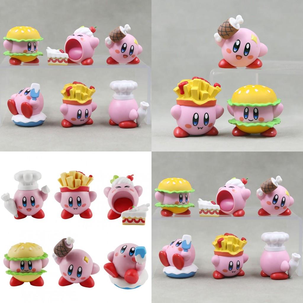 Adorable 6 Piece Kirby Food Figure Set Cute Pvc Car Decoration Collectible Toys