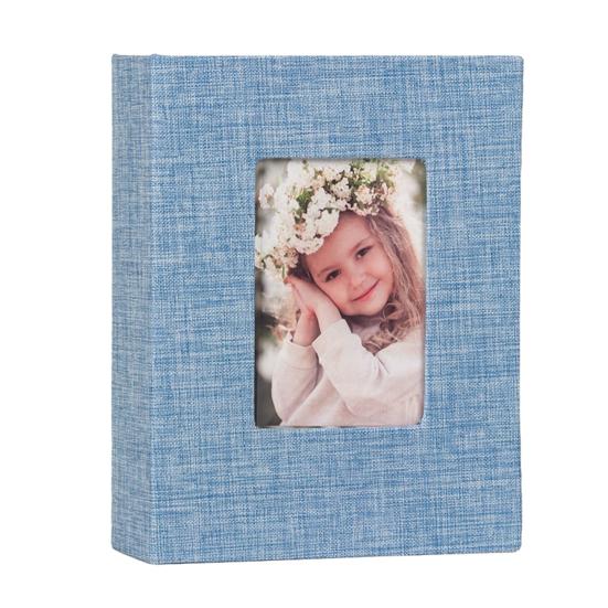 Fotoalbum Leinenbezug Bildalbum mit Frontfenster 100 Fotos 4x6 Einsteck-Fotoalbum Buch für Hochzeit Urlaub Familie Babyfotos